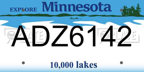 ADZ6142 Minnesota License Plate