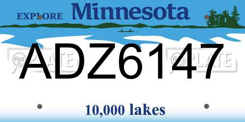ADZ6147 Minnesota License Plate