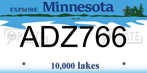 ADZ766 Minnesota License Plate