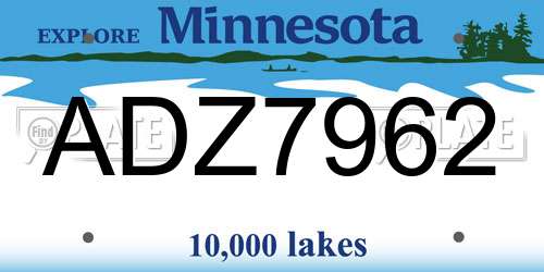 ADZ7962 Minnesota License Plate