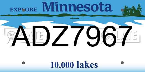ADZ7967 Minnesota License Plate