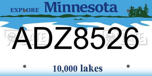 ADZ8526 Minnesota License Plate