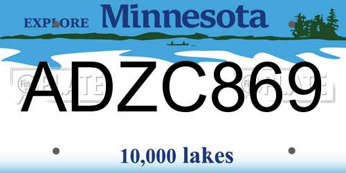 ADZC869 Minnesota License Plate