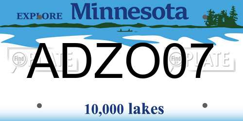ADZO07 Minnesota License Plate