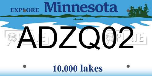 ADZQ02 Minnesota License Plate