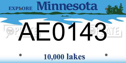 AE0143 Minnesota License Plate