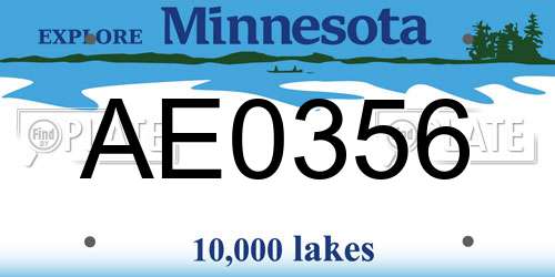 AE0356 Minnesota License Plate