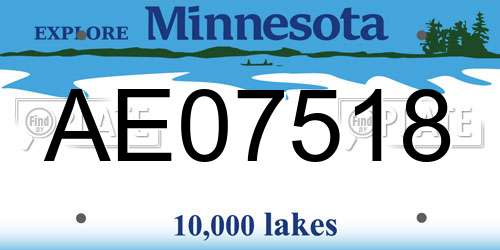 AE07518 Minnesota License Plate