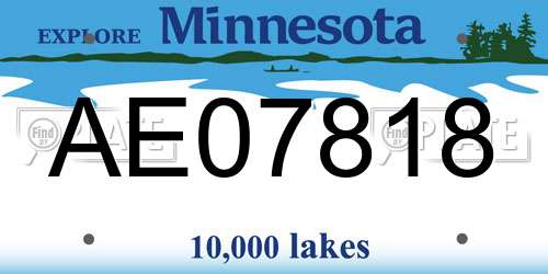 AE07818 Minnesota License Plate