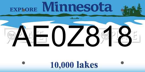AE0Z818 Minnesota License Plate