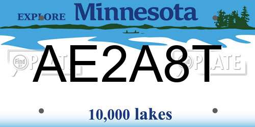 AE2A8T Minnesota License Plate