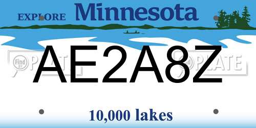 AE2A8Z Minnesota License Plate