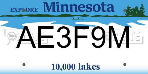 AE3F9M Minnesota License Plate