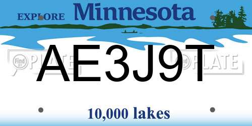 AE3J9T Minnesota License Plate