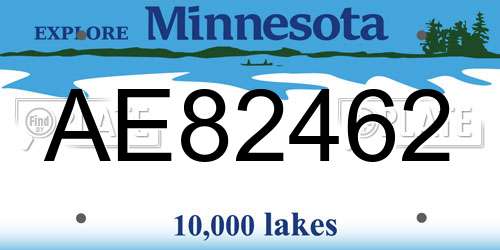 AE82462 Minnesota License Plate