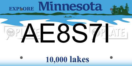 AE8S7I Minnesota License Plate
