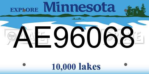 AE96068 Minnesota License Plate