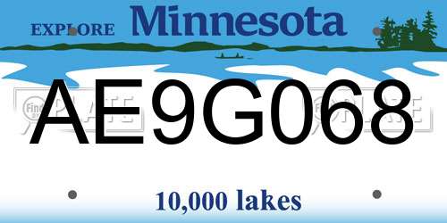 AE9G068 Minnesota License Plate