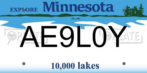 AE9L0Y Minnesota License Plate