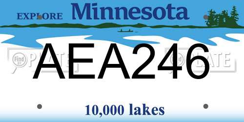 AEA246 Minnesota License Plate