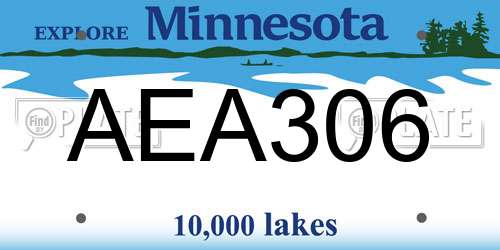 AEA306 Minnesota License Plate