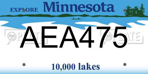 AEA475 Minnesota License Plate