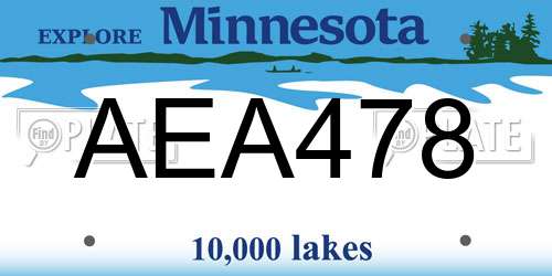 AEA478 Minnesota License Plate
