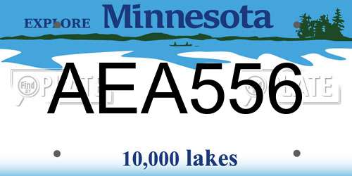 AEA556 Minnesota License Plate