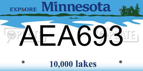 AEA693 Minnesota License Plate