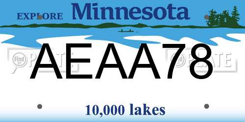 AEAA78 Minnesota License Plate