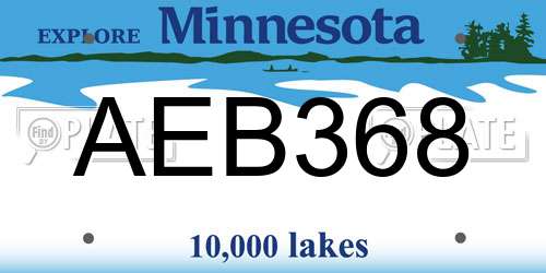 AEB368 Minnesota License Plate