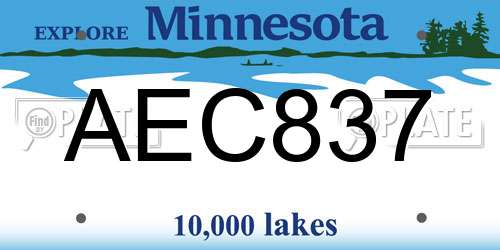 AEC837 Minnesota License Plate