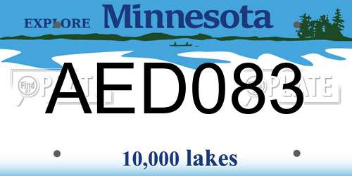 AED083 Minnesota License Plate