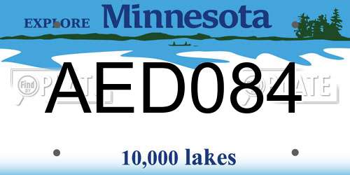 AED084 Minnesota License Plate