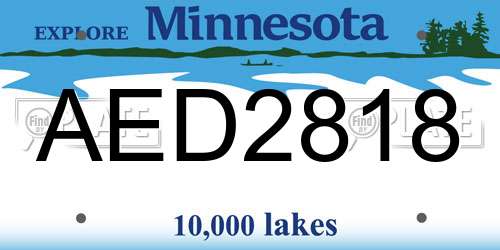 AED2818 Minnesota License Plate