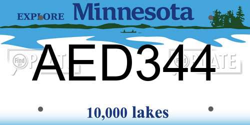 AED344 Minnesota License Plate