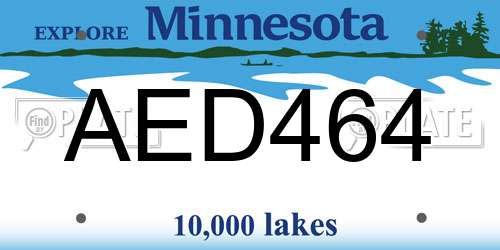 AED464 Minnesota License Plate