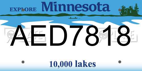 AED7818 Minnesota License Plate