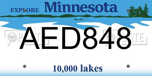 AED848 Minnesota License Plate