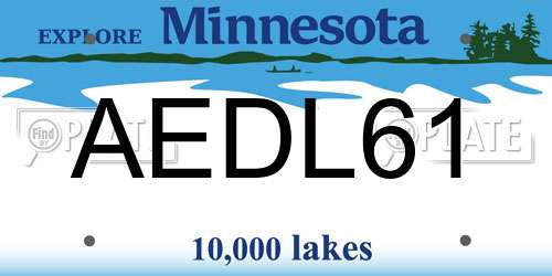 AEDL61 Minnesota License Plate