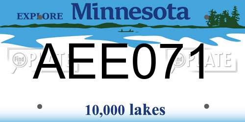 AEE071 Minnesota License Plate