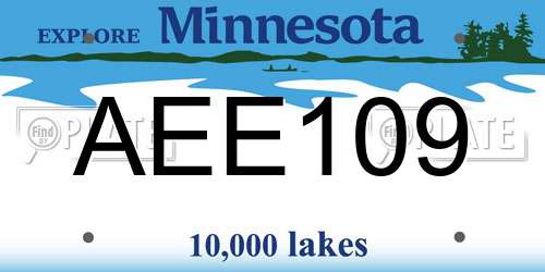 AEE109 Minnesota License Plate