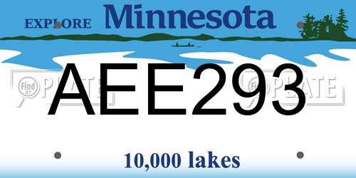 AEE293 Minnesota License Plate
