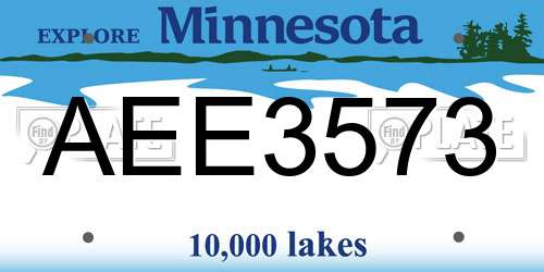 AEE3573 Minnesota License Plate