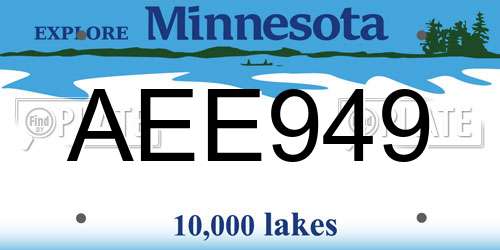 AEE949 Minnesota License Plate