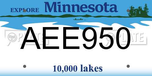 AEE950 Minnesota License Plate