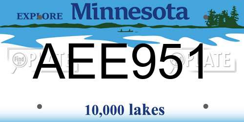 AEE951 Minnesota License Plate