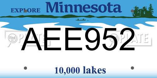 AEE952 Minnesota License Plate