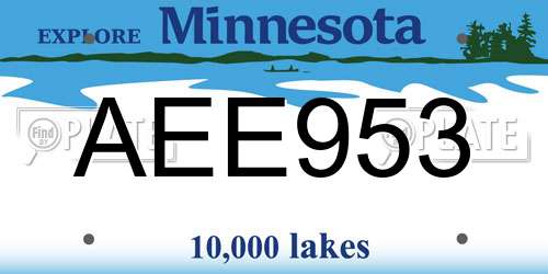 AEE953 Minnesota License Plate