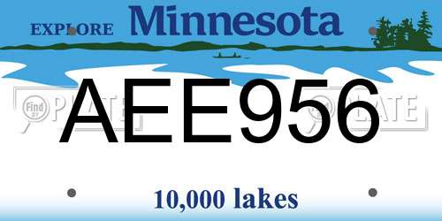 AEE956 Minnesota License Plate